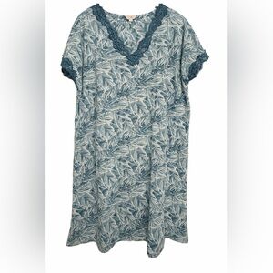 Secret Treasures Blue Tropical Sleep Dress Lace Trim Size M